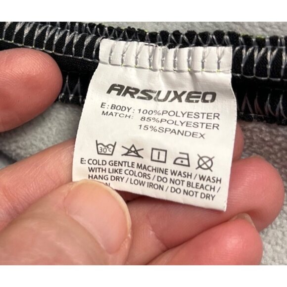 Arsuxeo Mens Cycling Jacket Neon  M windproof fleece lined reflective - Picture 5 of 11